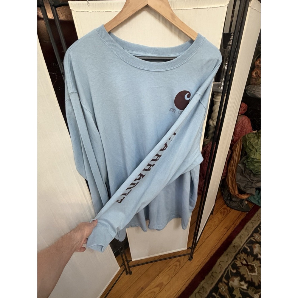 Carhartt 2XL Light Blue Long Sleeve Logo T-Shirt TK5504-M Workwear